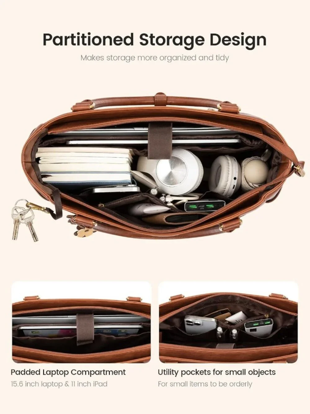Stylish Vintage Laptop Tote Bag for Women, Perfect Teacher & Work Bag with